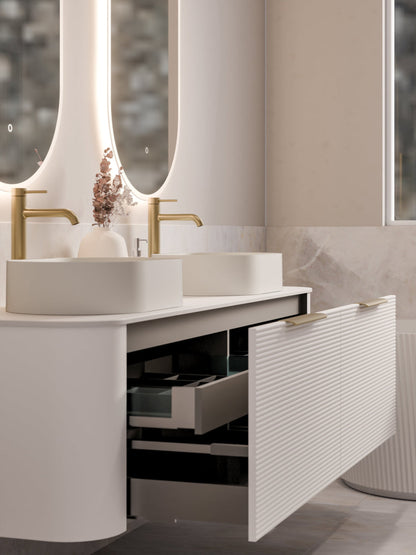 NATURE 1800 ORCHARD BATHROOM VANITY RANGE - SOLID SLAB TOP MATTE WHITE