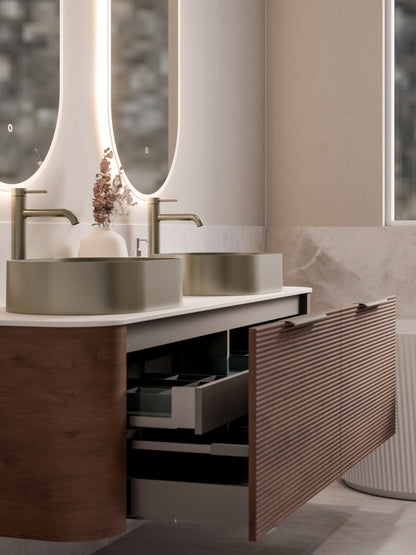 NATURE 1800 ORCHARD BATHROOM VANITY RANGE - SOLID SLAB TOP WALNUT