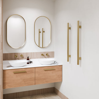 Nature Round Heated Towel Rail Brushed Brass