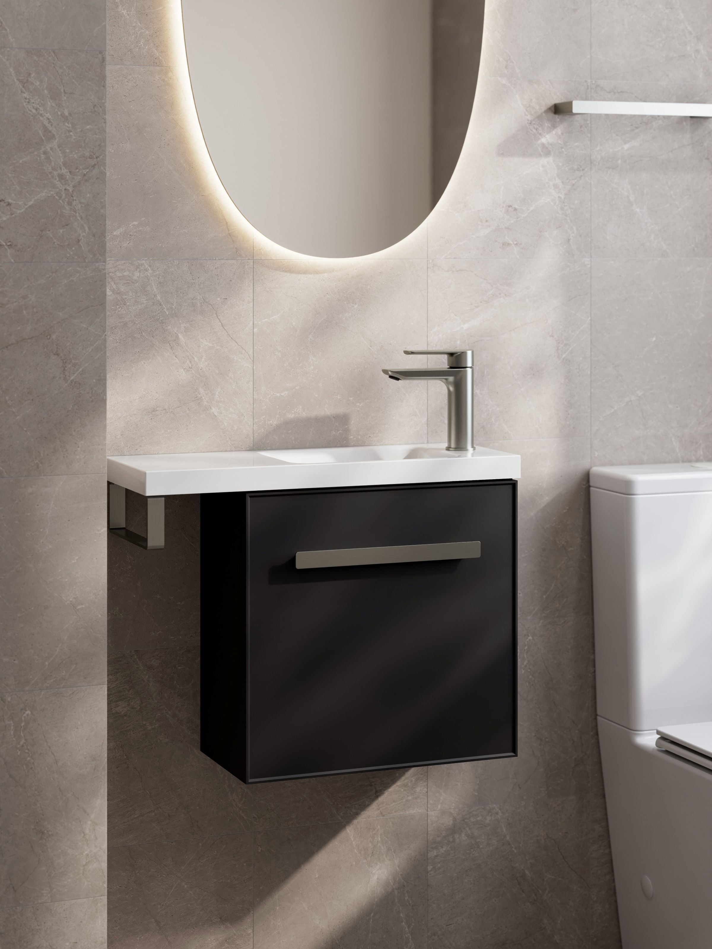 LINEARE AXEL 450 OFFSET VANITY TOP - LEFT HINGE – Flush Bathroomware