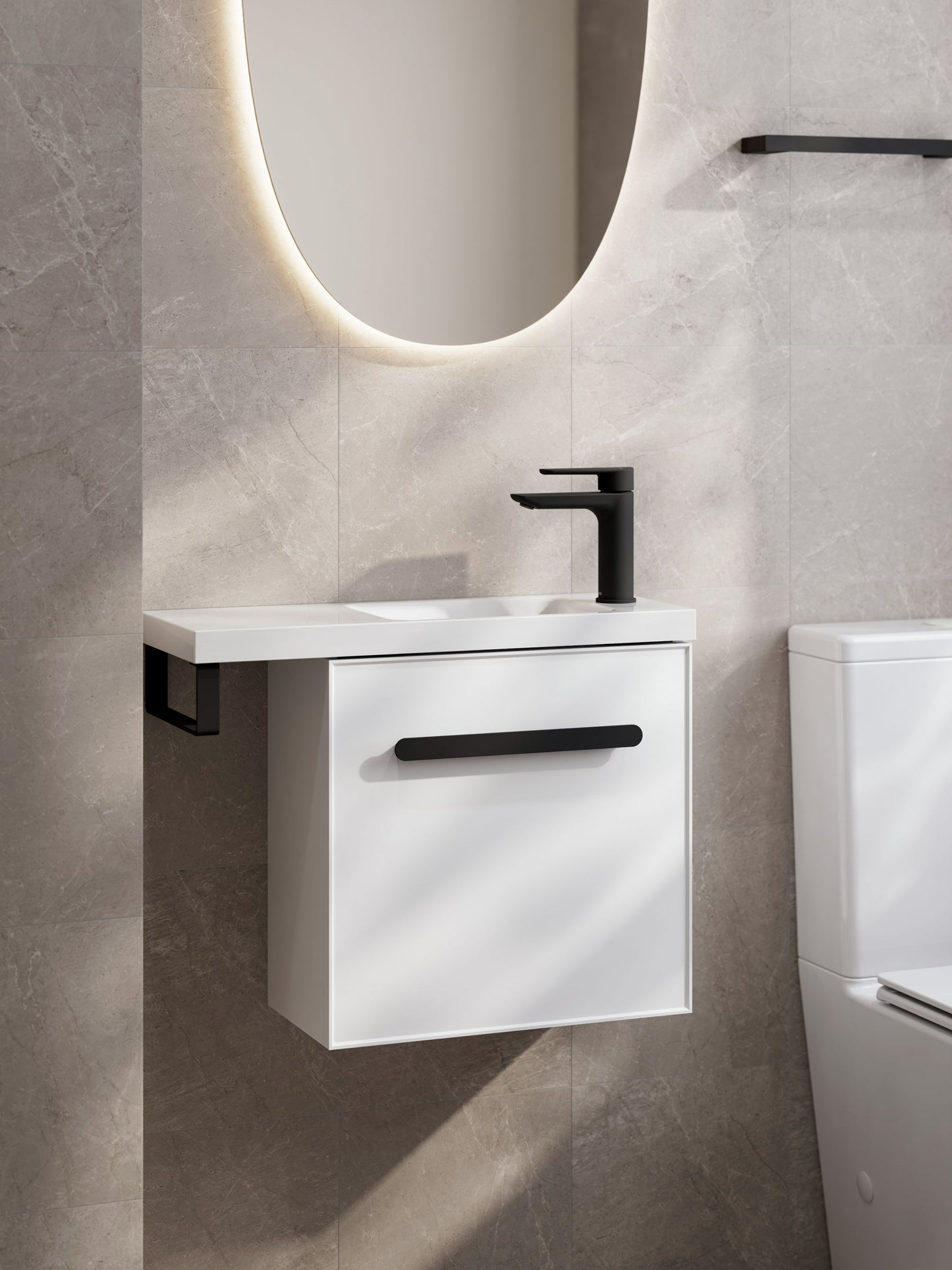 LINEARE AXEL 450 OFFSET VANITY TOP - LEFT HINGE