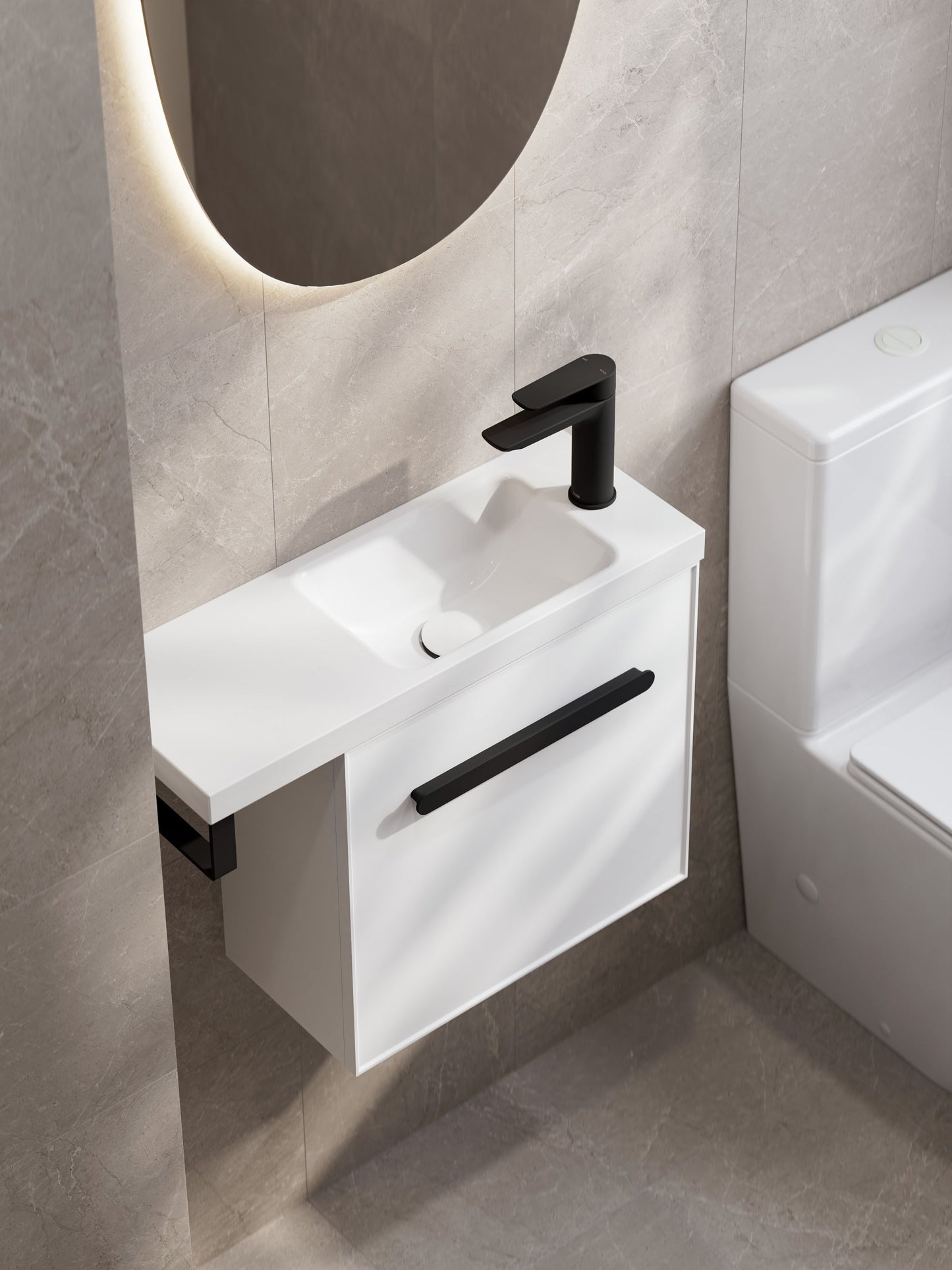 LINEARE AXEL 450 OFFSET VANITY TOP - LEFT HINGE