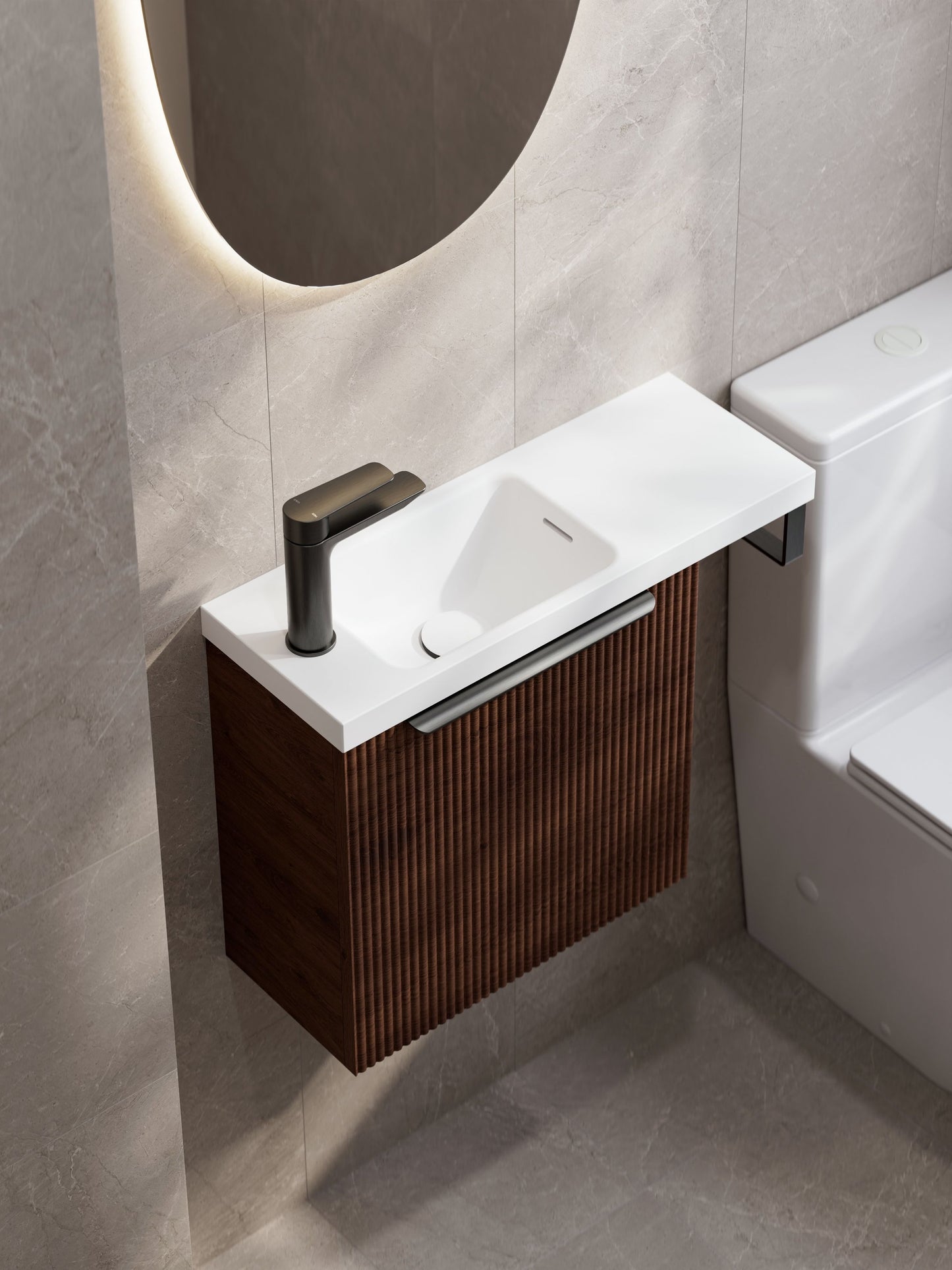 LINEARE PILLAR 450 OFFSET VANITY TOP - RIGHT HINGE