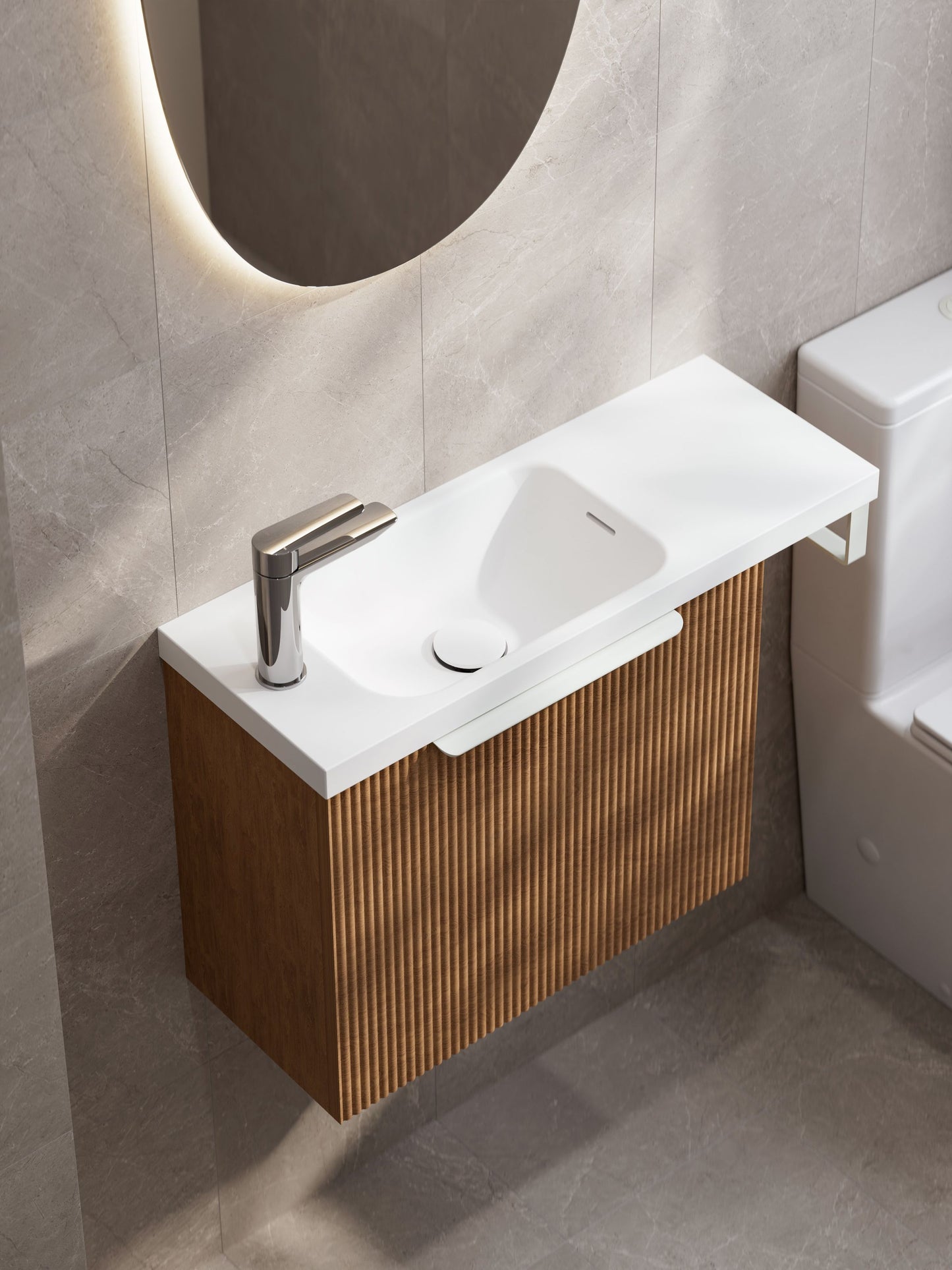 LINEARE PILLAR 550 OFFSET VANITY TOP - LEFT HINGE