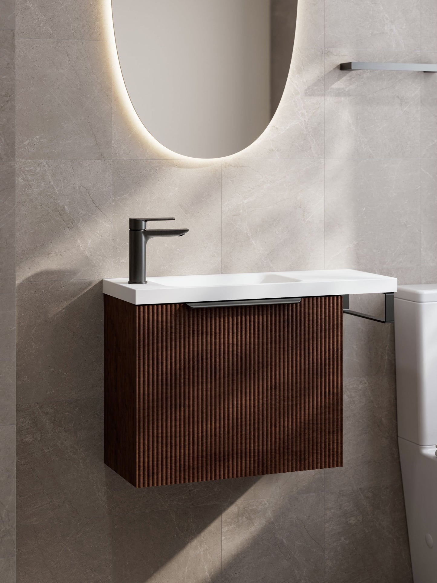 LINEARE PILLAR 550 OFFSET VANITY TOP - LEFT HINGE