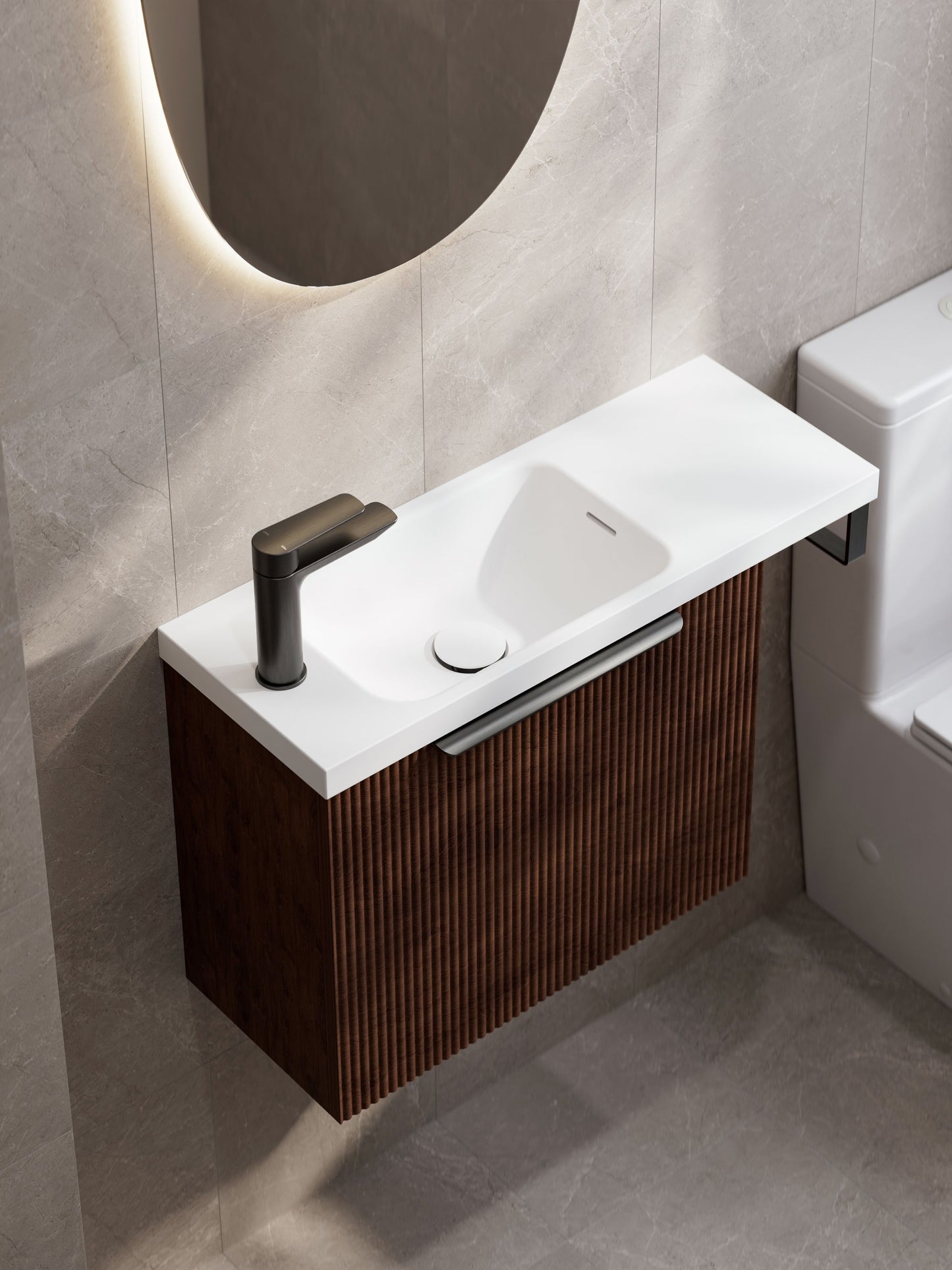 LINEARE PILLAR 550 OFFSET VANITY TOP - LEFT HINGE