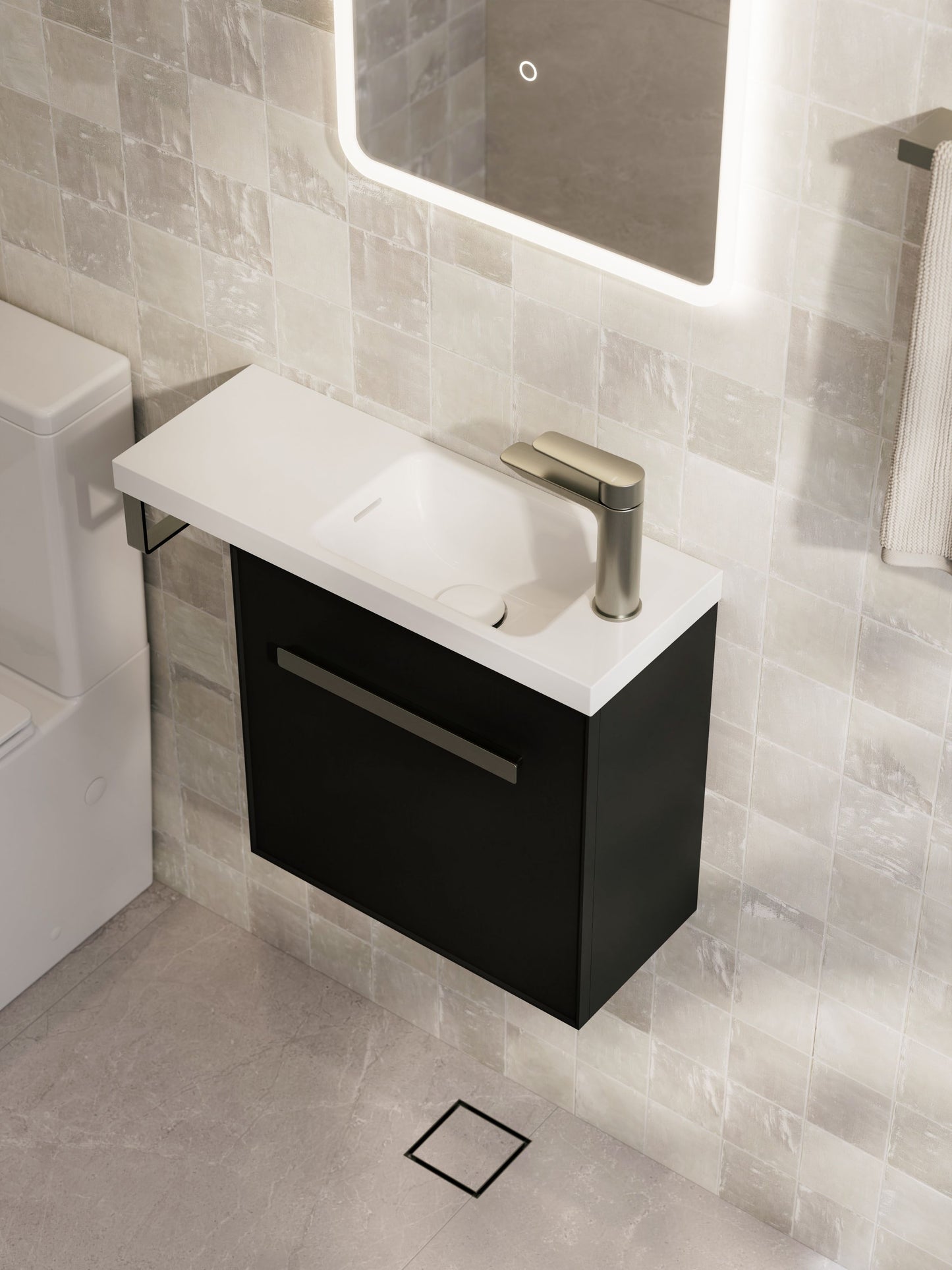 LINEARE AXEL 450 OFFSET VANITY TOP - LEFT HINGE