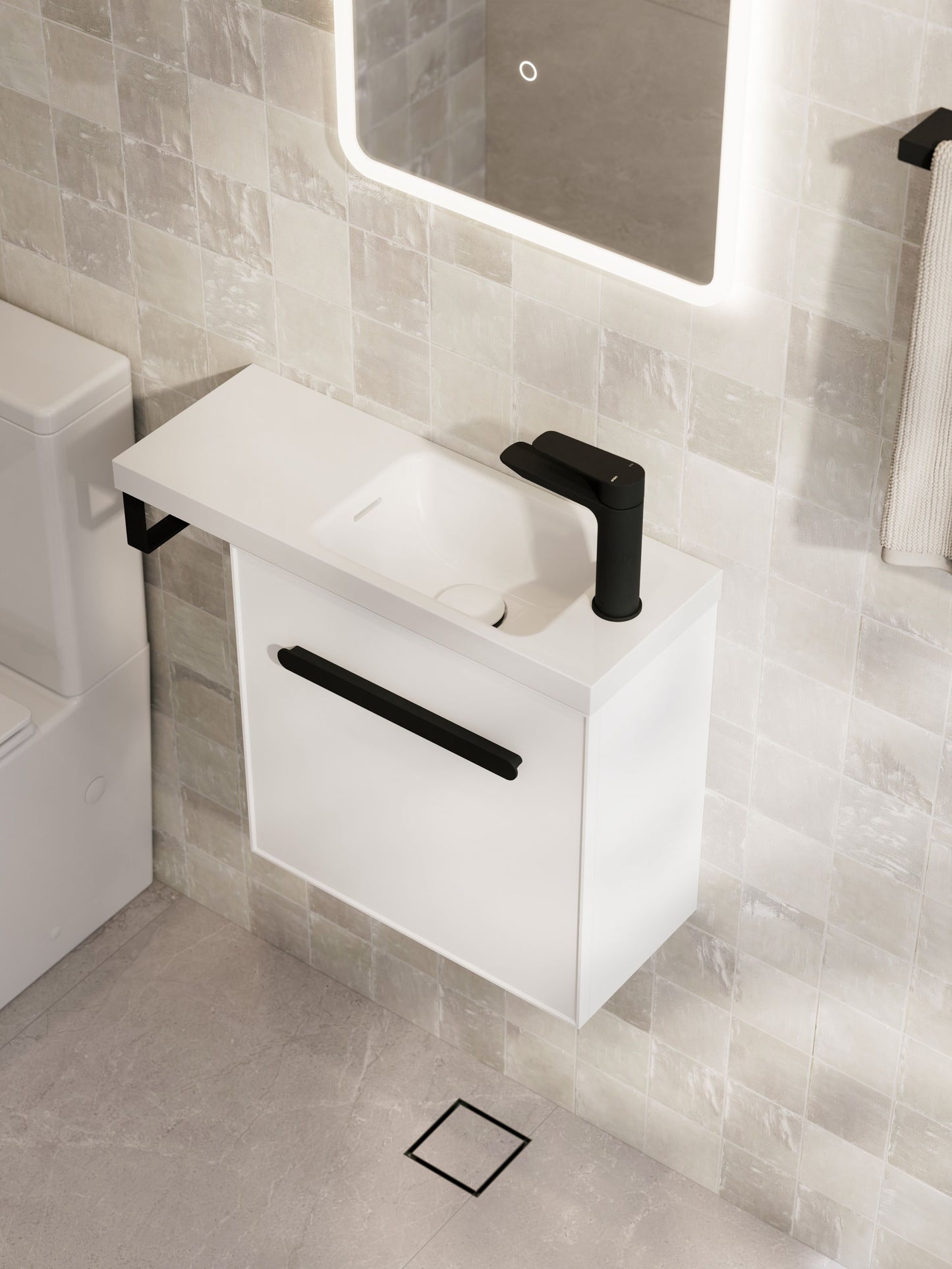 LINEARE AXEL 450 OFFSET VANITY TOP - LEFT HINGE