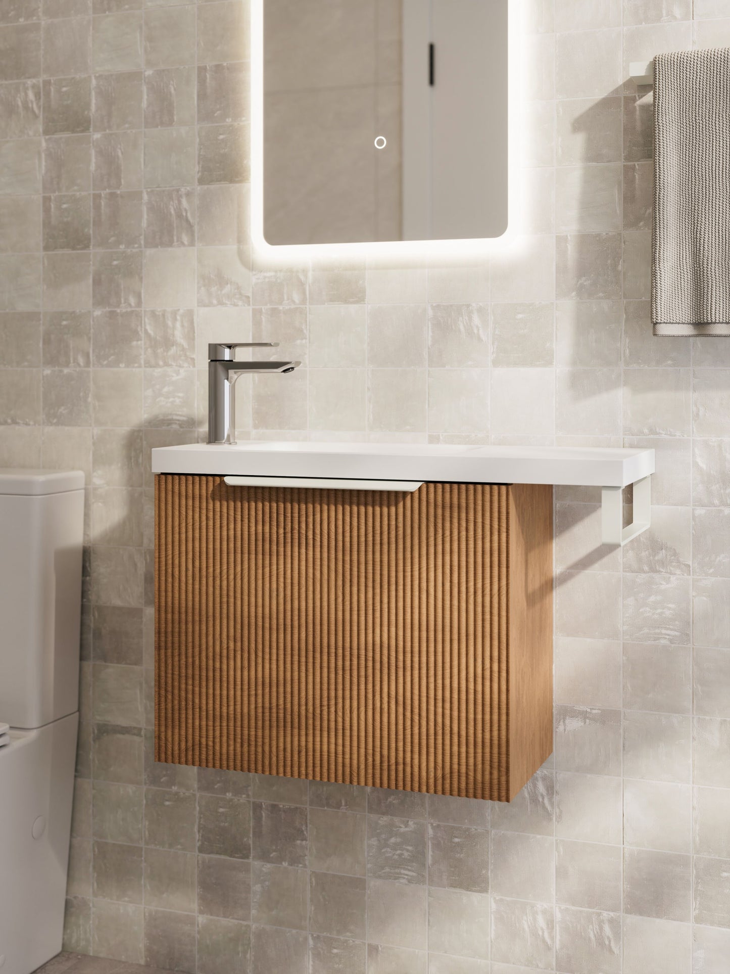 LINEARE PILLAR 550 OFFSET VANITY TOP - LEFT HINGE
