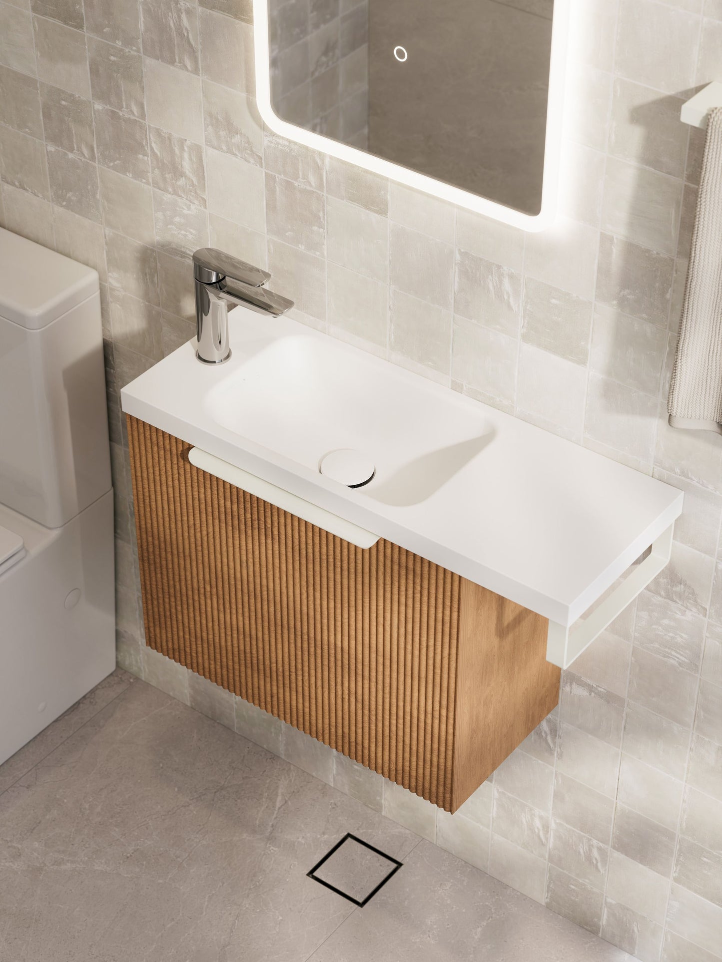 LINEARE PILLAR 550 OFFSET VANITY TOP - LEFT HINGE