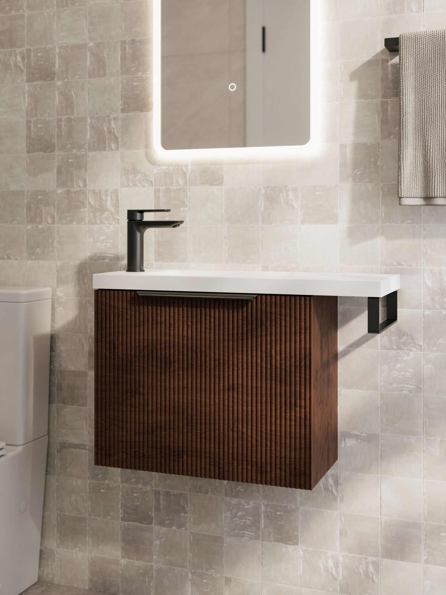 LINEARE PILLAR 550 OFFSET VANITY TOP - LEFT HINGE