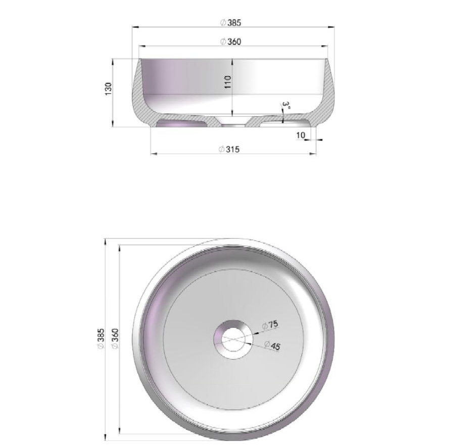 CODE VILLASTONE 385 OPAL COUNTER TOP BASIN