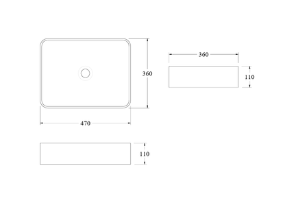 CODE PURE RECTANGLE CERAMIC VESSEL BASIN - 5 COLOURS