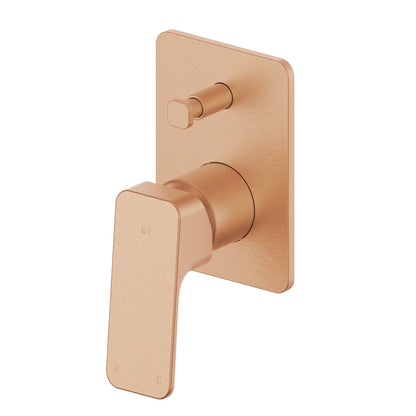 SWEPT SHOWER/BATH DIVERTER MIXER BRUSHED COPPER