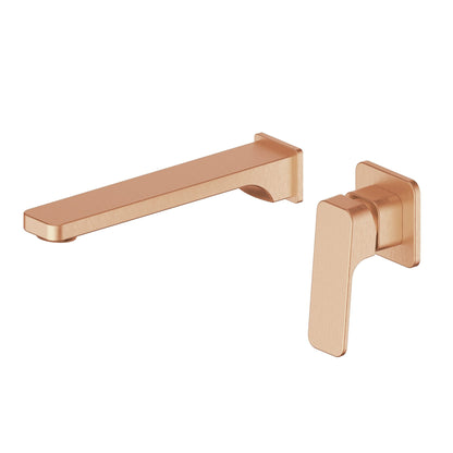 SWEPT WALL BASIN MIXER BRUSHED COPPER