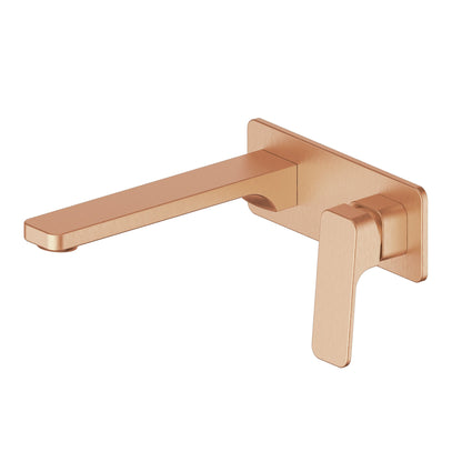 SWEPT WALL BASIN MIXER W/FACEPLATE BRUSHED COPPER