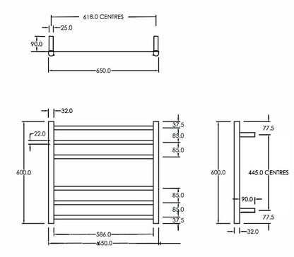 CODE ROUND HEATED TOWEL LADDERS 600X650MM - 7 COLOURS