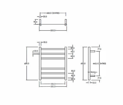 CODE ROUND HEATED TOWEL LADDER 600X500MM - 2 COLOURS