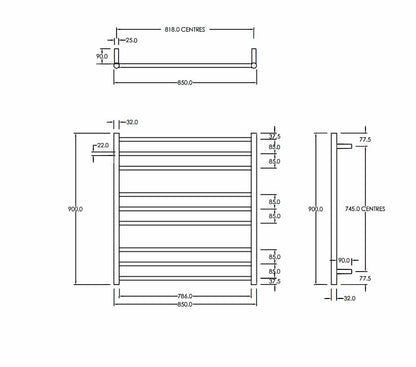 CODE ROUND HEATED TOWEL LADDER 900X850MM - 2 COLOURS