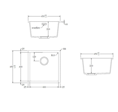 CODE AURA GRANITE 400X400MM SINK RANGE