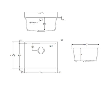 CODE AURA GRANITE 500X400MM SINK RANGE