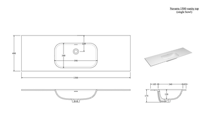NAVARRA 1500 VANITY SINK TOP RANGE