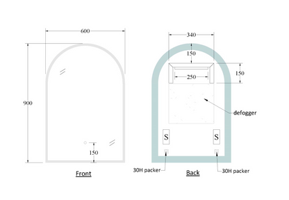 CODE SOLACE ARCH LED MIRROR 600X900MM