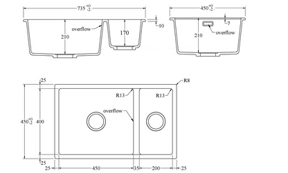 CODE AURA 450 DOUBLE BOWL GRANITE SINK - 3 COLOURS