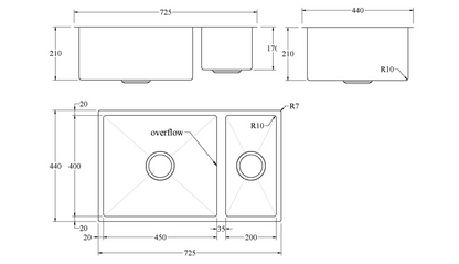 CODE 450 ASPEN 304 STAINLESS STEEL KITCHEN DOUBLE SINKS RANGE
