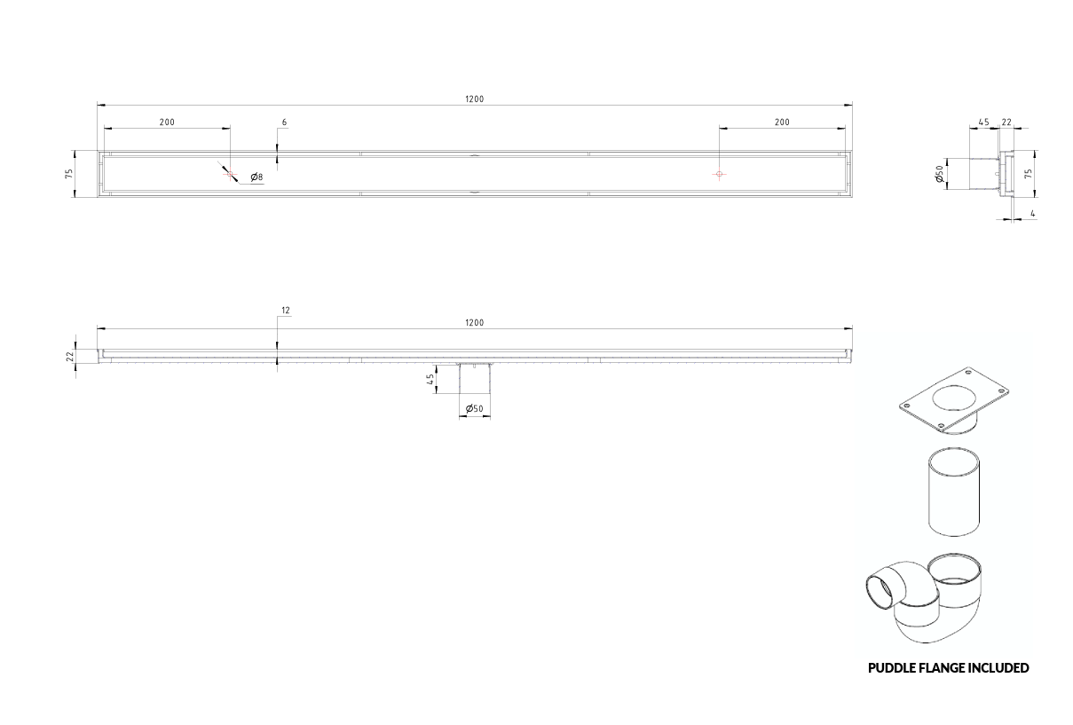 CODE VERSA 1200 TILED CHANNEL DRAIN WHOLESALE