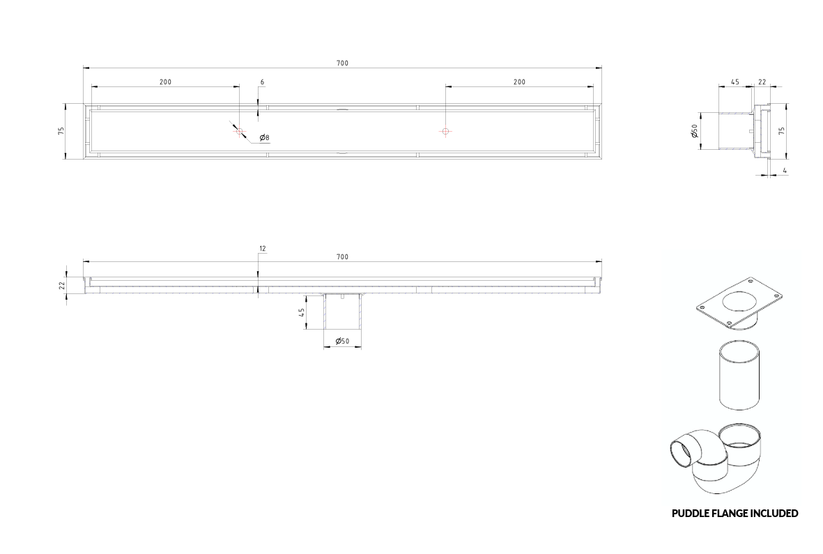 CODE VERSA 700 TILED CHANNEL DRAIN