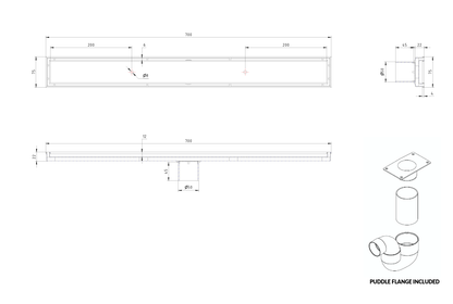 CODE VERSA 700 TILED CHANNEL DRAIN