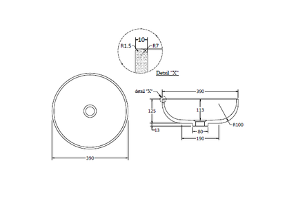 CODE ROUND VILLASTONE BASIN 390MM - 5 COLOURS