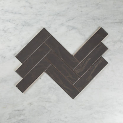 WAVE SUBWAY CHARCOAL GLOSS TILE 75×300