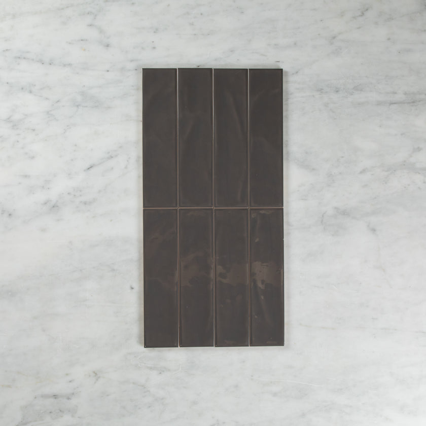 WAVE SUBWAY CHARCOAL GLOSS TILE 75×300