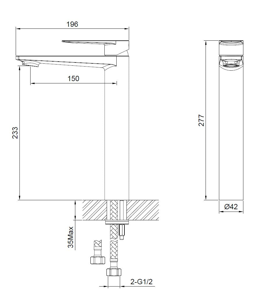 PURE TALL VESSEL BASIN MIXER RANGE