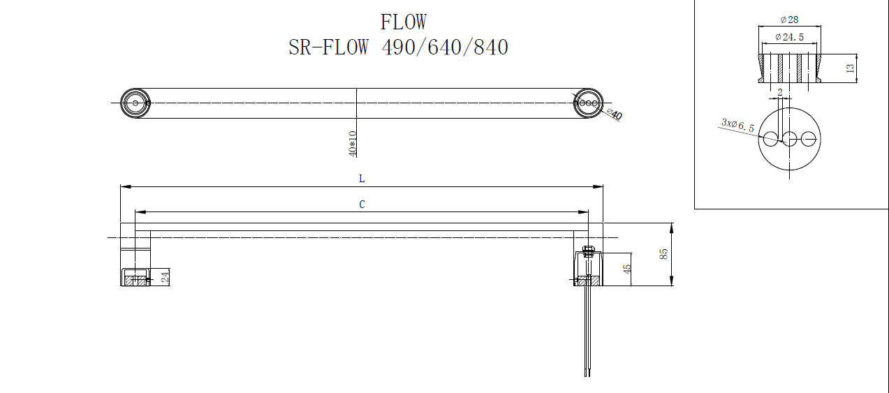 FLOW 840 HEATED TOWEL RAIL - 7 COLOURS