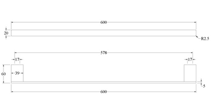 CODE LINEARE TOWEL RAIL 600MM