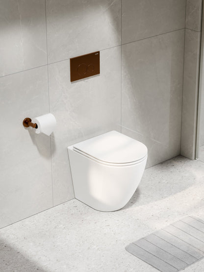 CODE FLOW TYPHOON INWALL TOILET SUITE | BRUSHED COPPER BUTTON